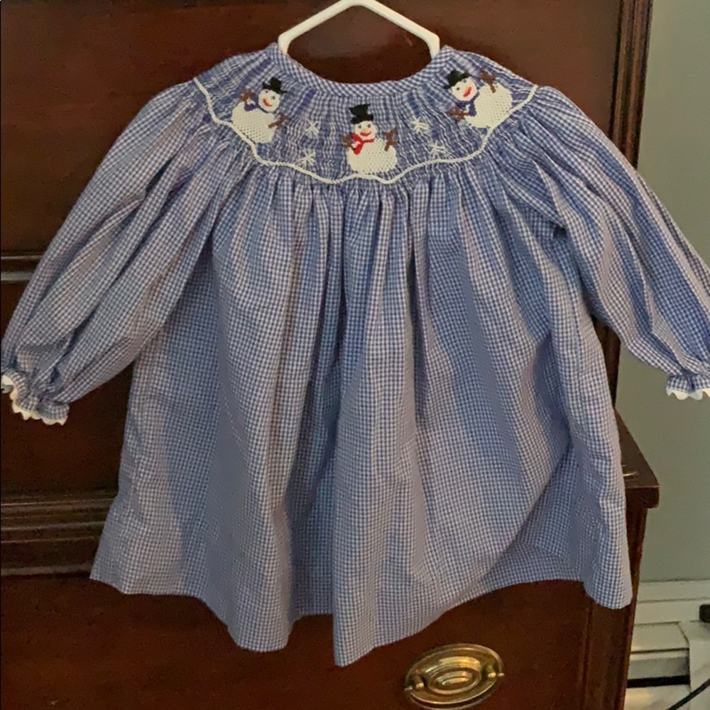 Smocked Snowman Dress
